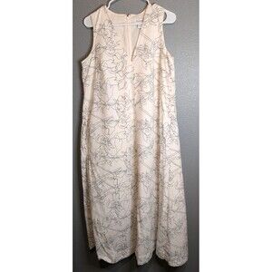 Calvin Klein Floral A Line Maxi Dress Black Cream Bohemian - Women's Size 8